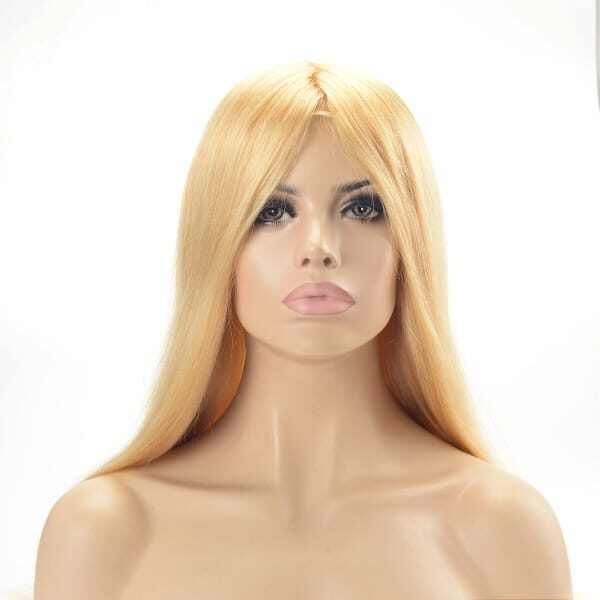 Women’s toupee french lace with clear PU back sides Q6 613 blond long hair (5)