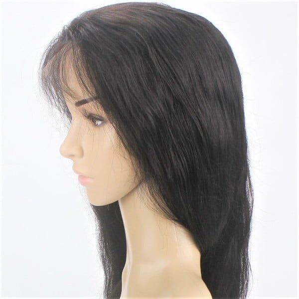 custom ladies elasticated net and lace front full real human hair wig_1